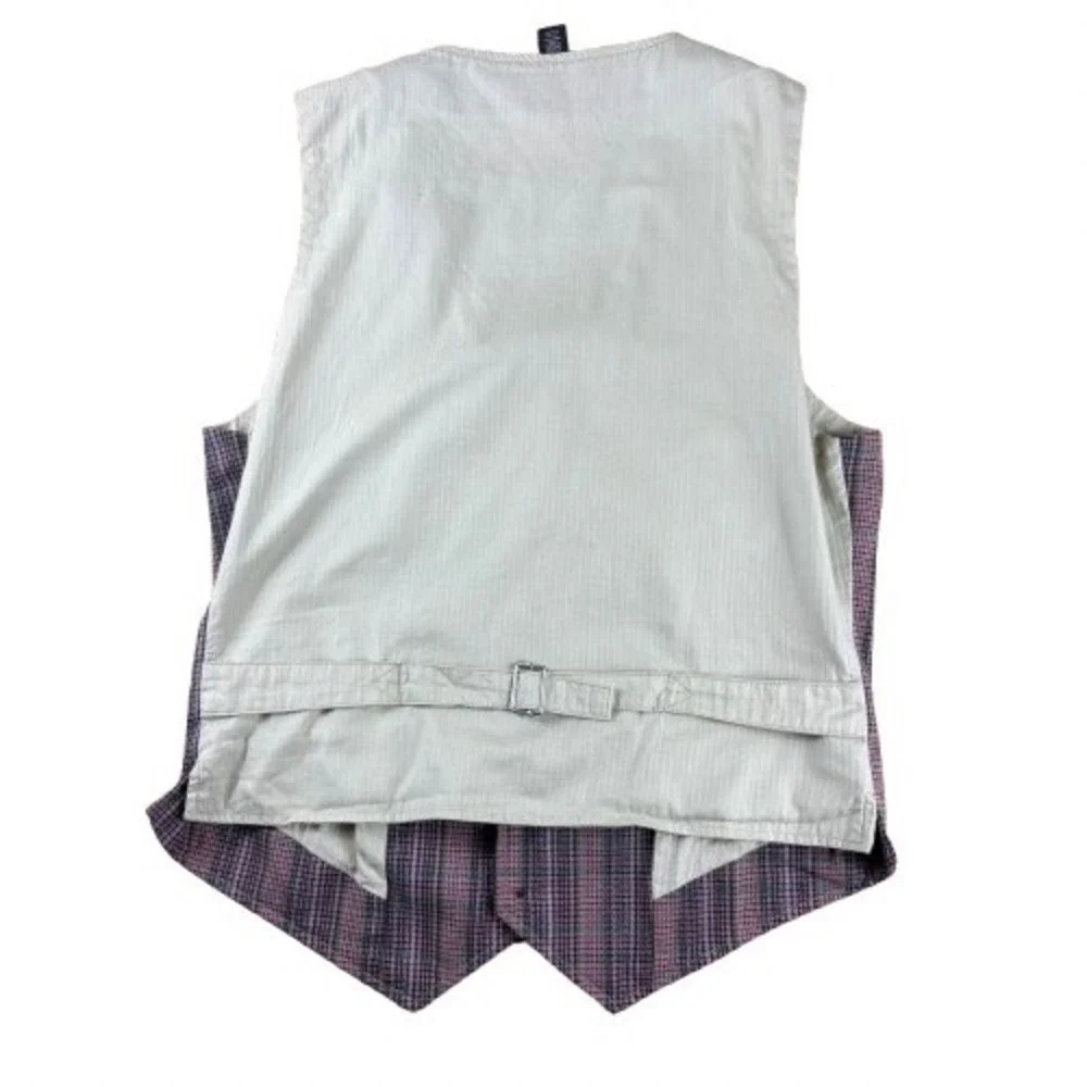 Houston White Mens 2-Piece Vest and Jogger Pant Set Pink Brown Plaid Size Small